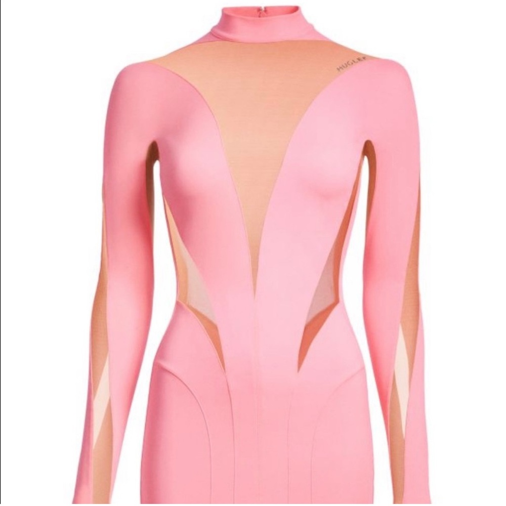 H&M x Mugler Mesh Panel Mini Dress
